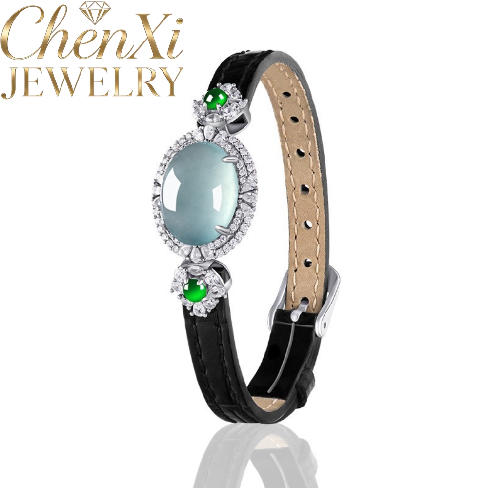 Fine Jewelry Watches Women - Pulseira de Jadeite Azul Natural de