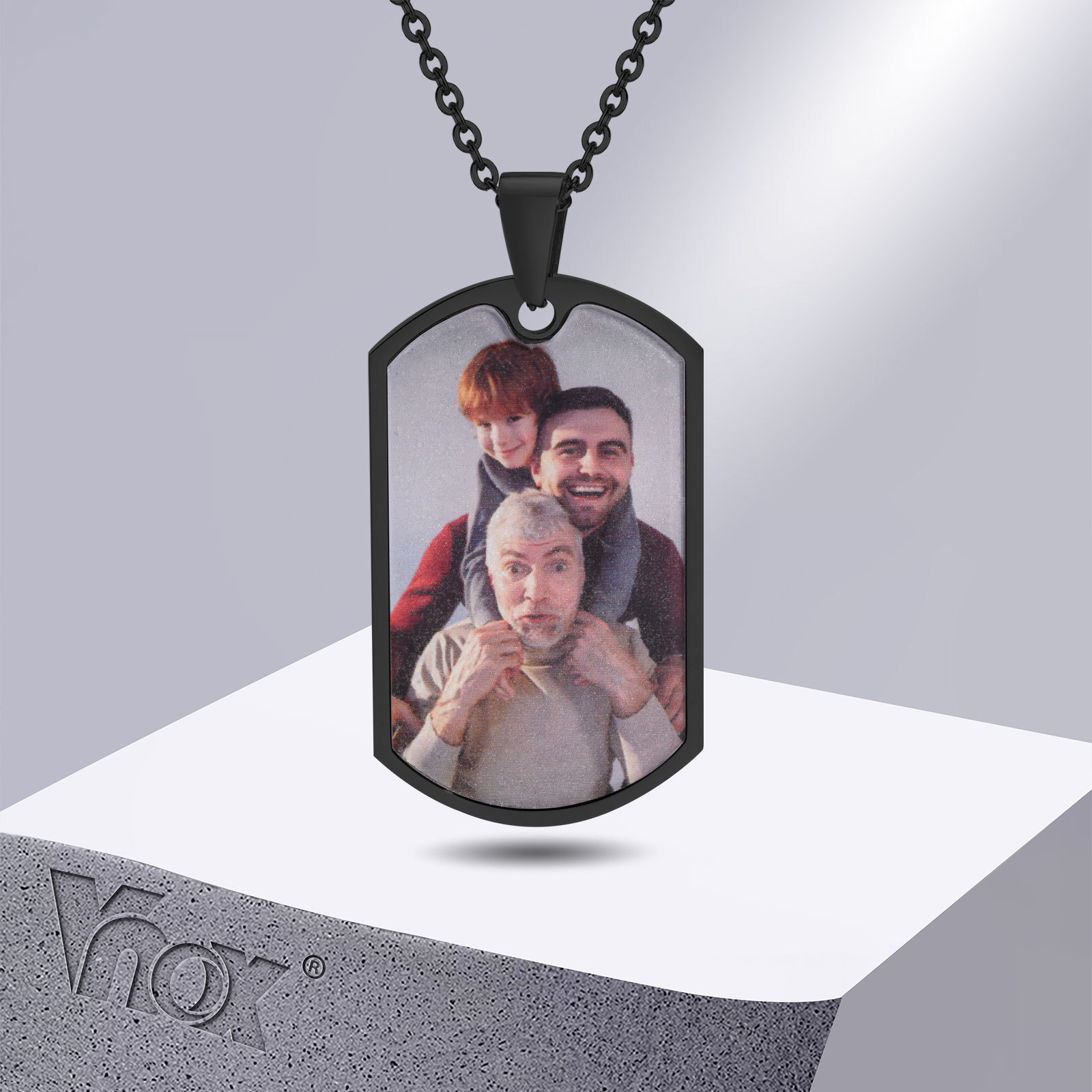 Mens Dog Tag Necklace - Vnox fotos personalizadas gratuitas palavras colares