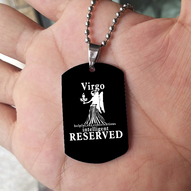 Mens Dog Tag Necklace - Signos do Zodíaco Colar Pingente para