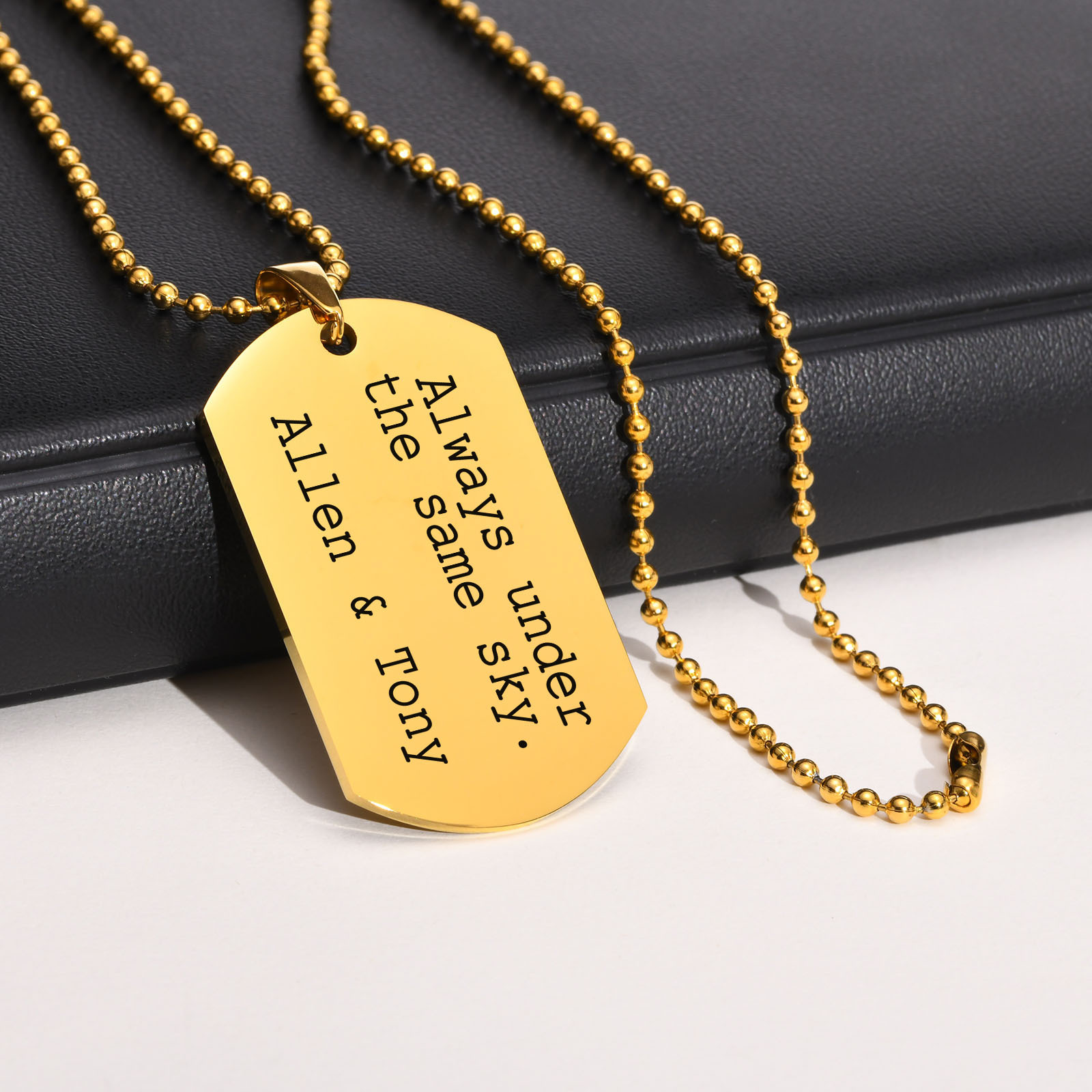 Mens Dog Tag Necklace - Mprainbow-Colares gravados personalizados para homens, aço