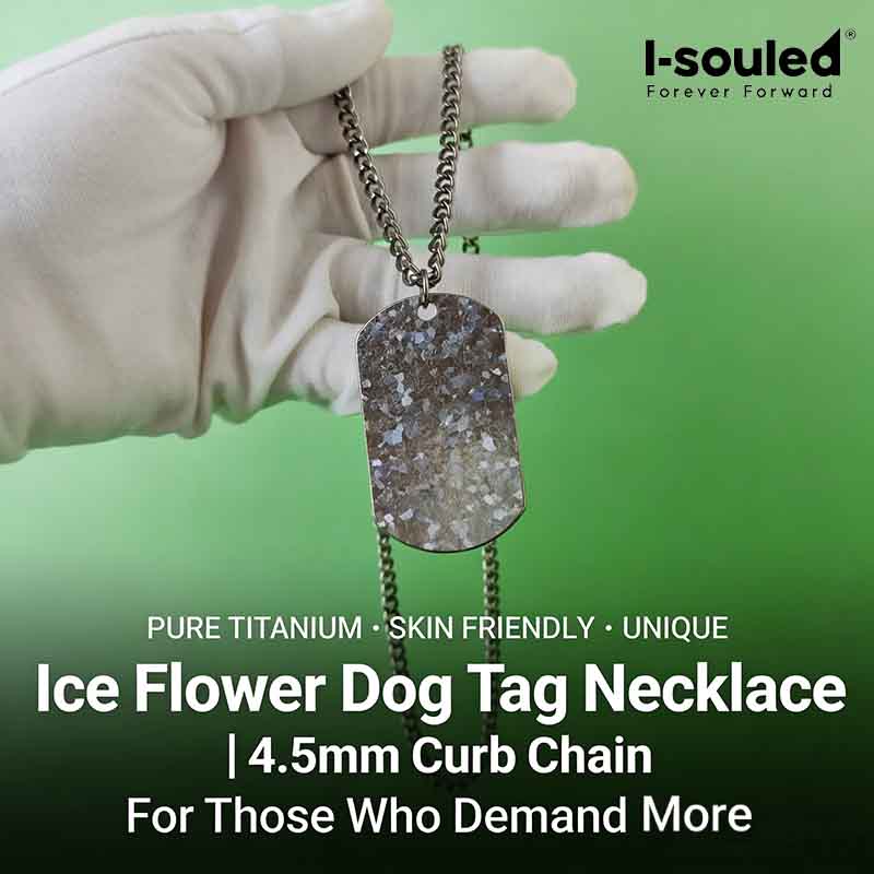 Mens Dog Tag Necklace - Colar de titânio puro 4,5 mm