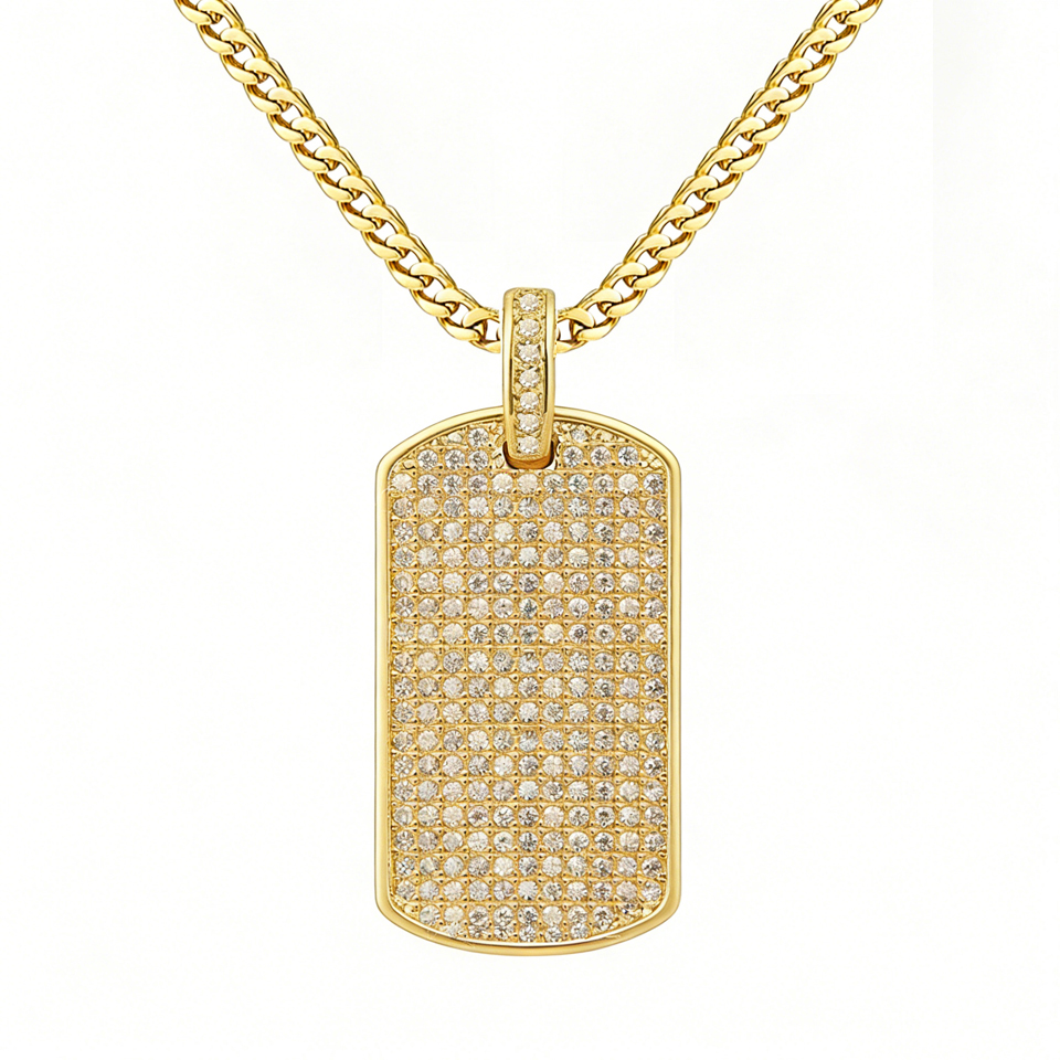 Mens Dog Tag Necklace - Vanaxin pavimentado moda pingente necklecs para