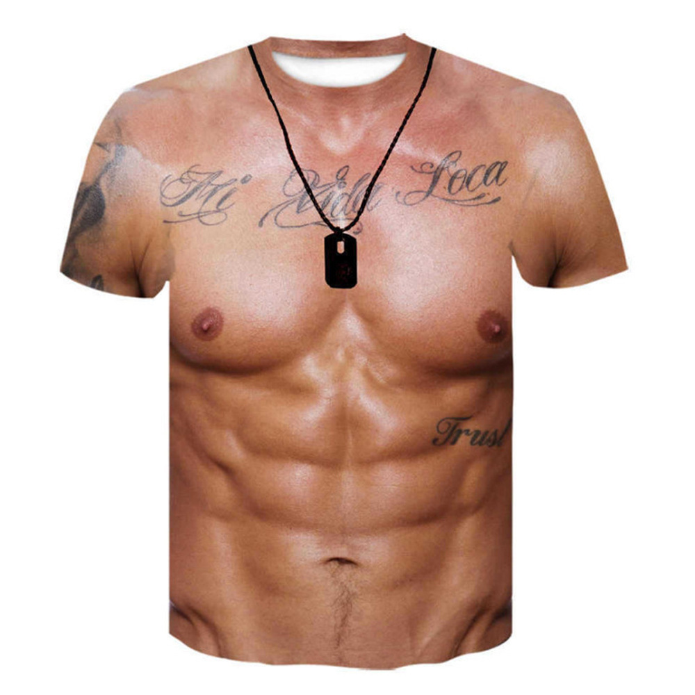 Mens Dog Tag Necklace - Camiseta Masculina Divertida com Estampa 3D