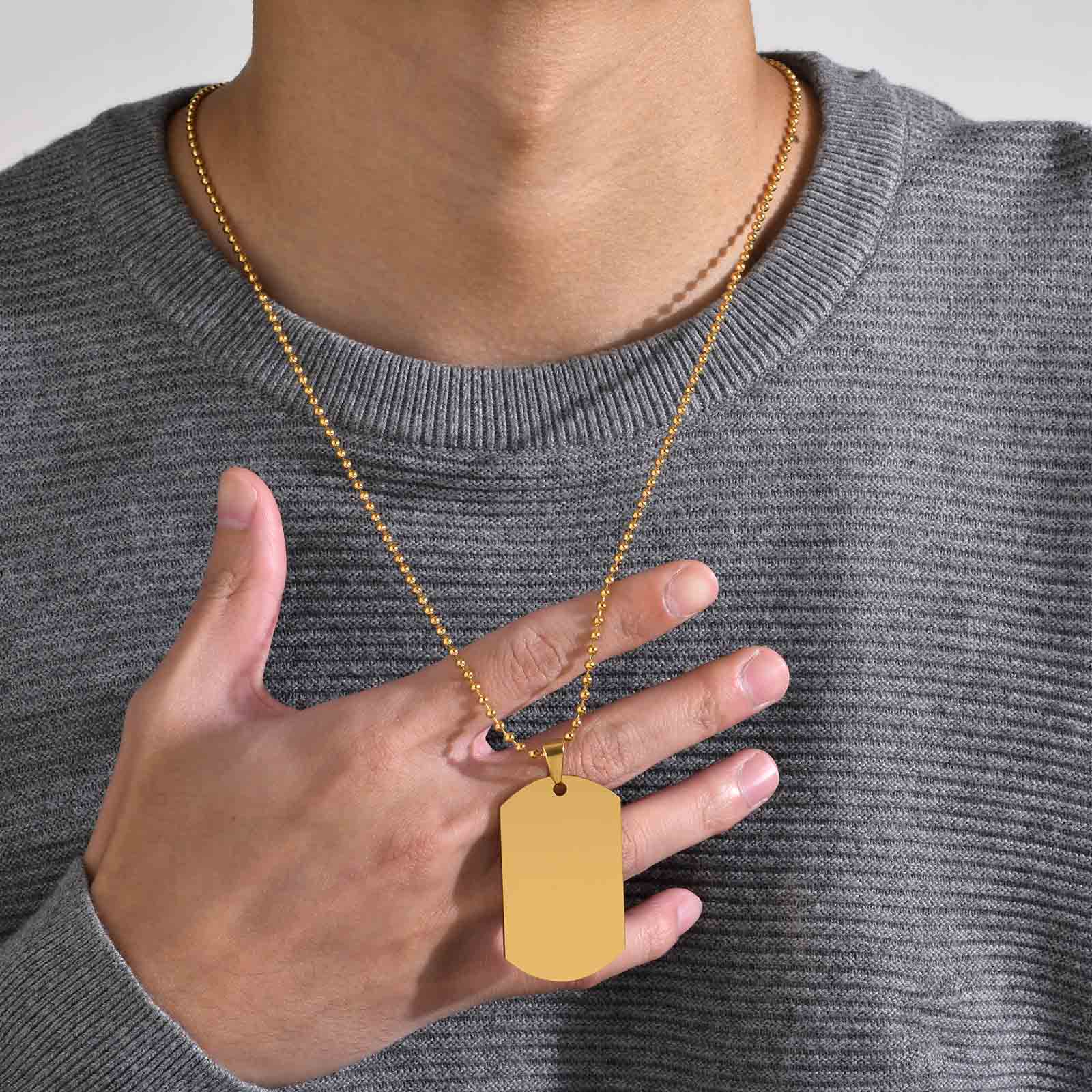 Mprainbow-Colares gravados per - Mens Dog Tag Necklace avaliação e preço