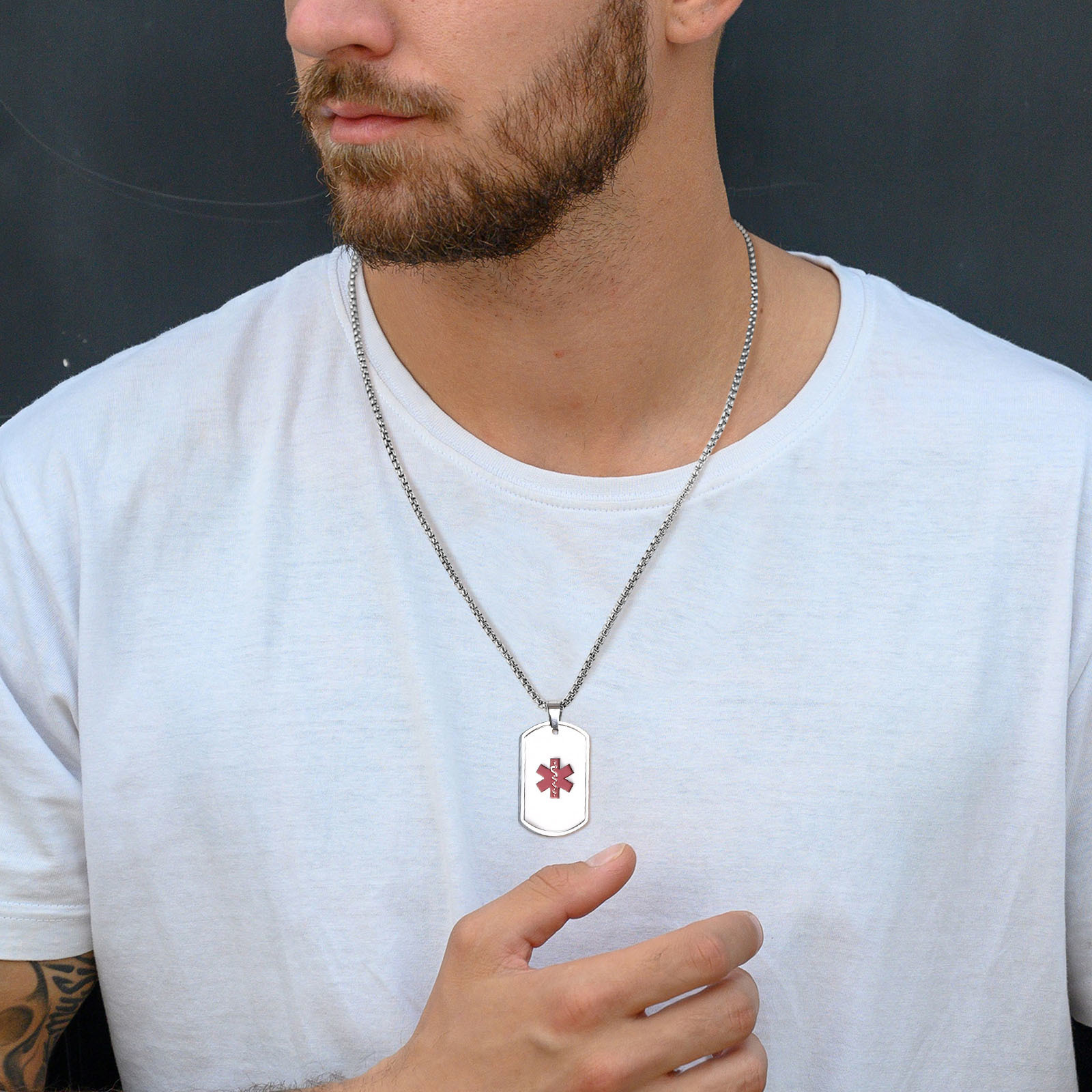 Vnox-Medical Alert ID Colar pa - Mens Dog Tag Necklace avaliação e preço
