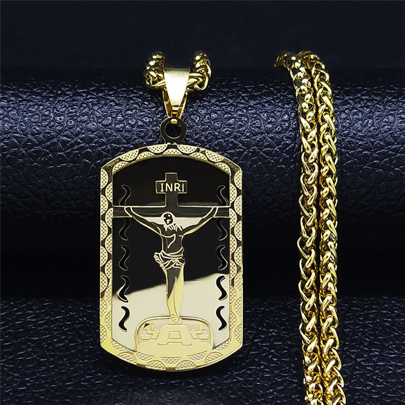 Colar Crucifixo INRI Jesus em  - Mens Dog Tag Necklace avaliação e preço