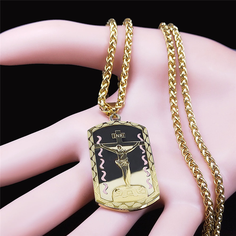 Colar Crucifixo INRI Jesus em  - Mens Dog Tag Necklace avaliação e preço