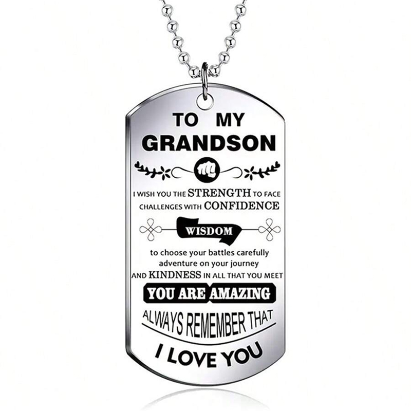 Para meu neto inspirador colar - Mens Dog Tag Necklace avaliação e preço